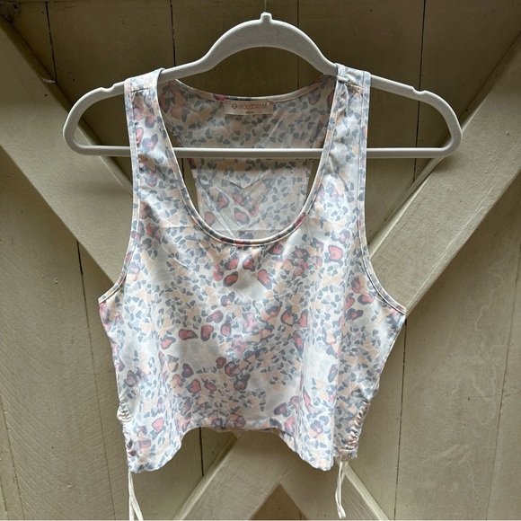 Anthropologie Medium Hologram Tank Annette Crop Top Yoga Leopard Free People - Picture 2 of 8